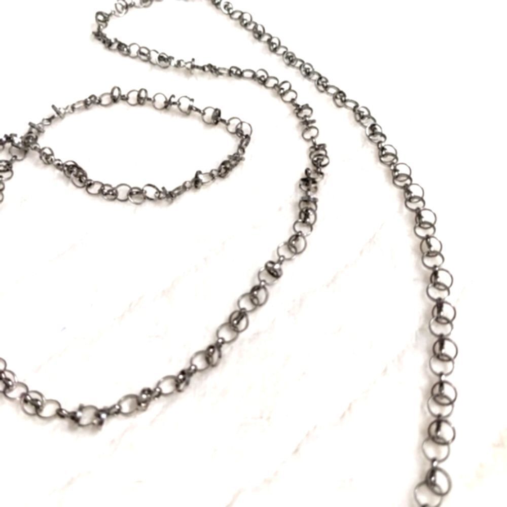 Vintage Silvertone Interlocking Circle Necklace 4… - image 4